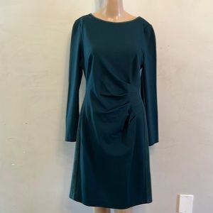 LAUREN Ralph Lauren Ruched Long Sleeve Sheath Dres size 8 Pine Green Faux Suede